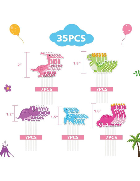 Adornos de Cupcake Dinosaurio WERNNSAI 35 Piezas Fiesta