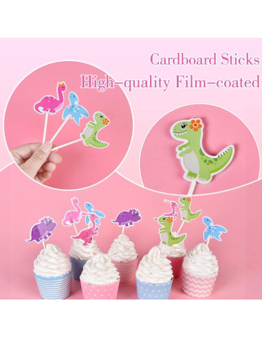 Adornos de Cupcake Dinosaurio WERNNSAI 35 Piezas Fiesta