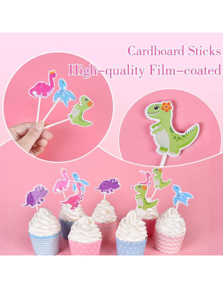 Adornos de Cupcake Dinosaurio WERNNSAI 35 Piezas Fiesta