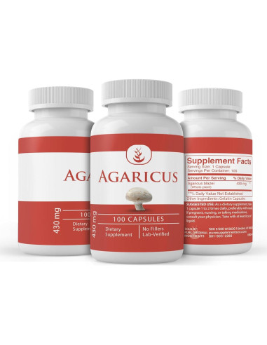 Cápsulas de Agaricus 100% Puras Ingredientes Originales 100 Unidades