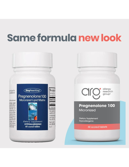 Suplemento de Progesterona Pregnenolona 100mg - Grupo de Investigación de Alergias - 60 Tabletas