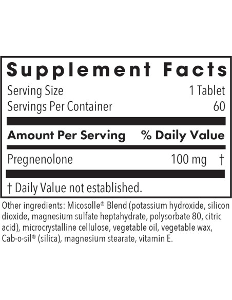 Suplemento de Progesterona Pregnenolona 100mg - Grupo de Investigación de Alergias - 60 Tabletas