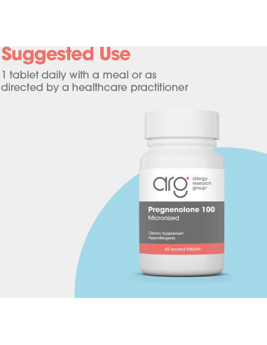 Suplemento de Progesterona Pregnenolona 100mg - Grupo de Investigación de Alergias - 60 Tabletas