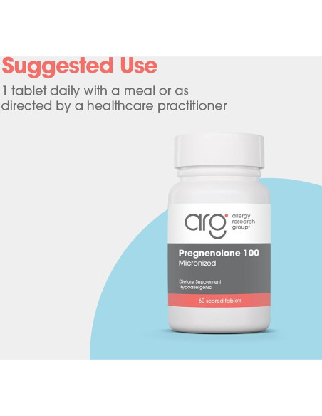 Suplemento de Progesterona Pregnenolona 100mg - Grupo de Investigación de Alergias - 60 Tabletas
