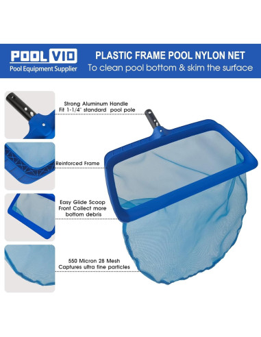 Red de Skimmer para Piscina Poolvio, Nylon Alta Resistencia 42.9x27.9cm