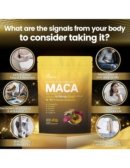 Cápsulas de Raíz de Maca VivoNu 300 Gelatinas 10100mg 100 Días