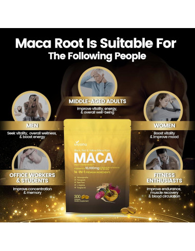 Cápsulas de Raíz de Maca VivoNu 300 Gelatinas 10100mg 100 Días