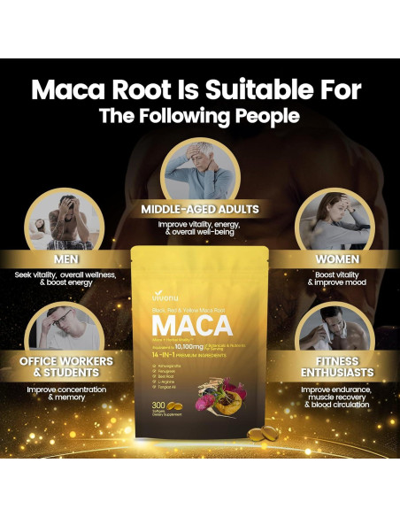 Cápsulas de Raíz de Maca VivoNu 300 Gelatinas 10100mg 100 Días