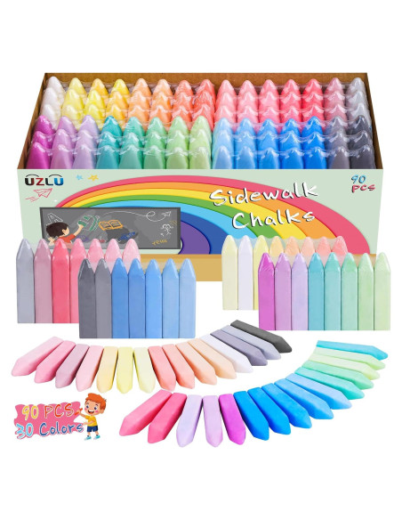 90 Tizas de Acera UZLU Jumbo Multicolor Lavables 2,38 kg