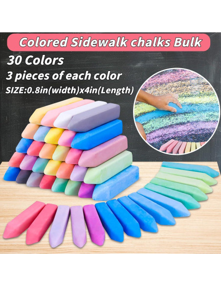 90 Tizas de Acera UZLU Jumbo Multicolor Lavables 2,38 kg