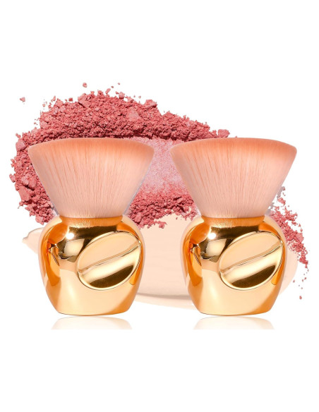 Juego de 2 Brochas de Maquillaje Kabuki Oneleaf Doradas