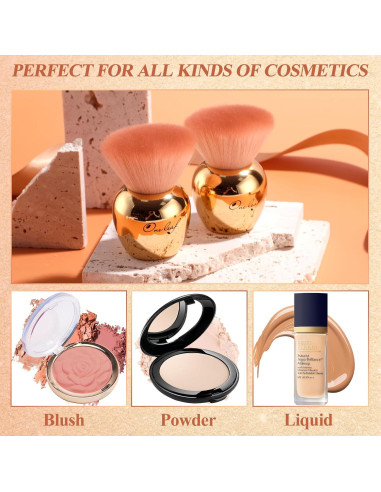 Juego de 2 Brochas de Maquillaje Kabuki Oneleaf Doradas