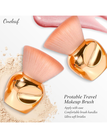 Juego de 2 Brochas de Maquillaje Kabuki Oneleaf Doradas