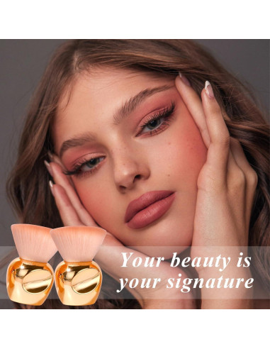 Juego de 2 Brochas de Maquillaje Kabuki Oneleaf Doradas