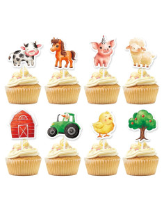 Adornos para Cupcakes WERNNSAI 40 Piezas Animales de Granja