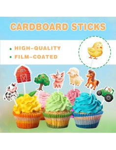 Adornos para Cupcakes WERNNSAI 40 Piezas Animales de Granja 2