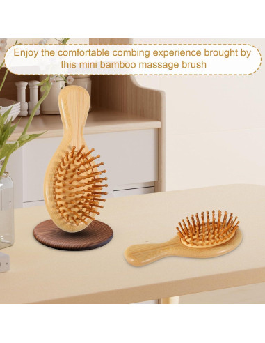 2 Cepillos de Pelo de Bambú SIMPOR Mini Portátiles 15.5cm