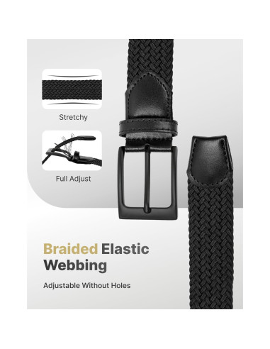 Cinturón de Golf Elástico Fairwin para Hombre 3.49 cm Negro