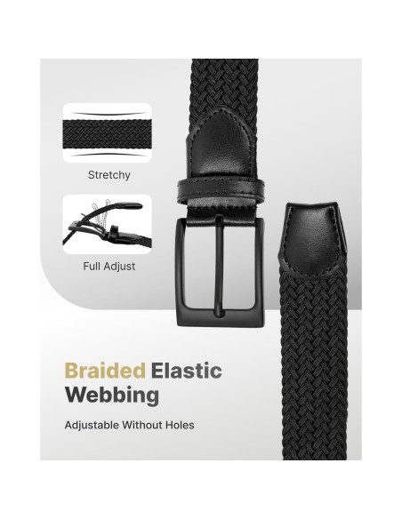 Cinturón de Golf Elástico Fairwin para Hombre 3.49 cm Negro