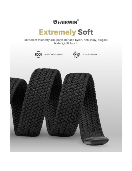 Cinturón de Golf Elástico Fairwin para Hombre 3.49 cm Negro