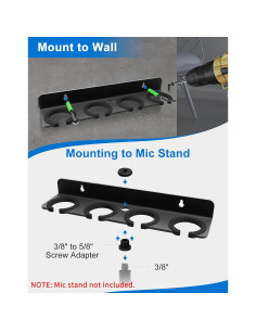 Soporte Multi Micrófono Borenbuir para 4 Micrófonos - Negro 2
