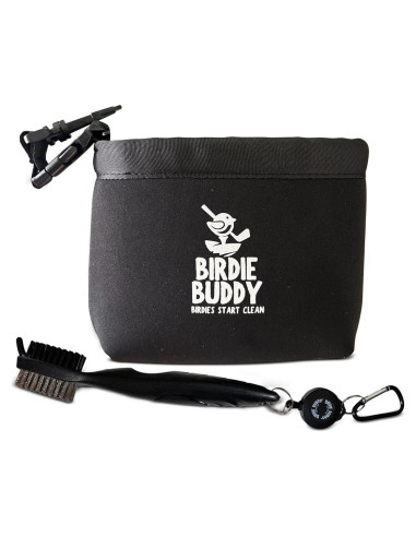 Bolsa de Lavado de Palos de Golf Prime Collectibles Birdie Negra - Silicona Duradera con Cepillo Retráctil