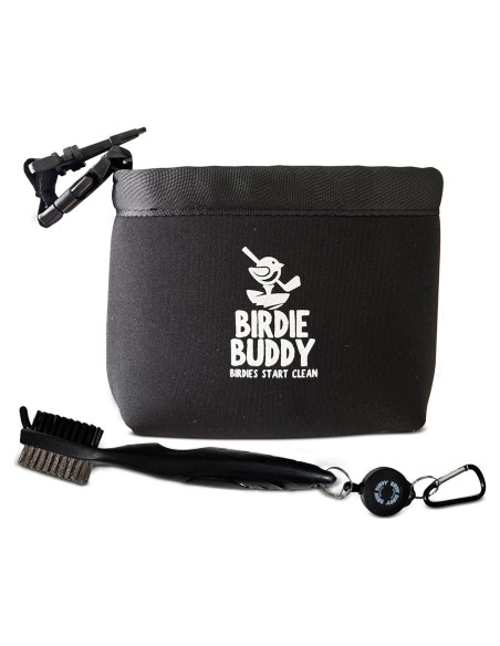 Bolsa de Lavado de Palos de Golf Prime Collectibles Birdie Negra - Silicona Duradera con Cepillo Retráctil
