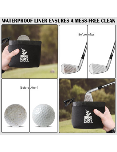 Bolsa de Lavado de Palos de Golf Prime Collectibles Birdie Negra - Silicona Duradera con Cepillo Retráctil