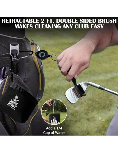 Bolsa de Lavado de Palos de Golf Prime Collectibles Birdie Negra - Silicona Duradera con Cepillo Retráctil