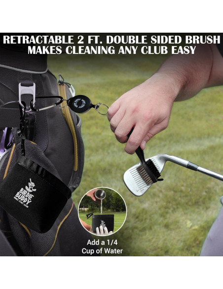 Bolsa de Lavado de Palos de Golf Prime Collectibles Birdie Negra - Silicona Duradera con Cepillo Retráctil