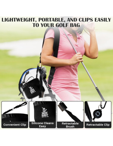 Bolsa de Lavado de Palos de Golf Prime Collectibles Birdie Negra - Silicona Duradera con Cepillo Retráctil