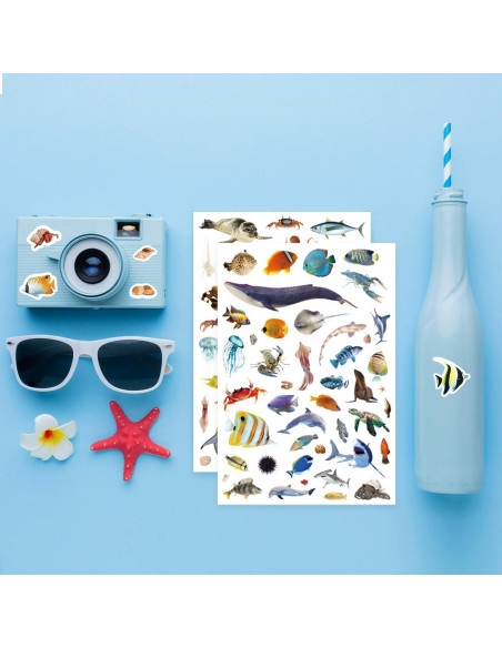 Pegatinas de Animales Marinos Genérico 820 Piezas Océano