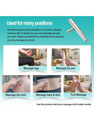 Herramienta de Masaje T-Bar Acero Inoxidable XQDUPDA 15.5cm