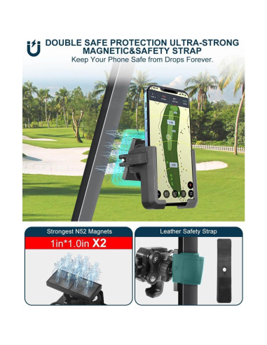 Soporte magnético para teléfono de carrito de golf LEAPGOMAX