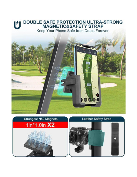 Soporte magnético para teléfono de carrito de golf LEAPGOMAX