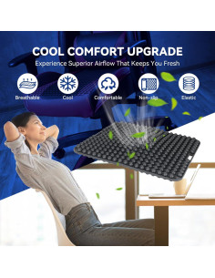 Cojín de Asiento Antideslizante HKDiRedy 43x37 cm Negro 2