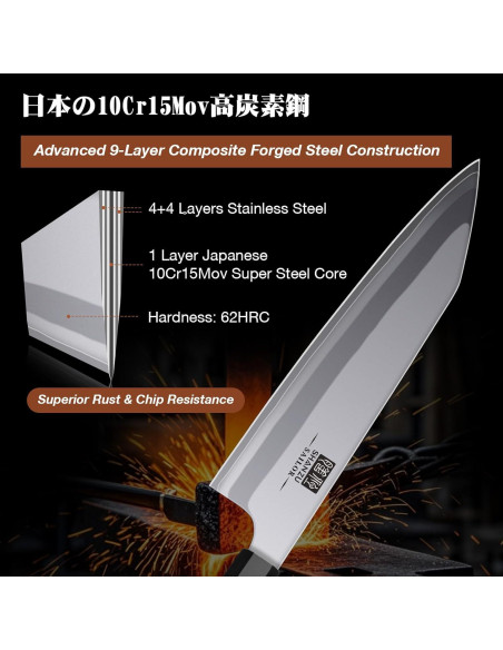 Juego de Cuchillos de Cocina SHAN ZU 3 Piezas Acero Japonés