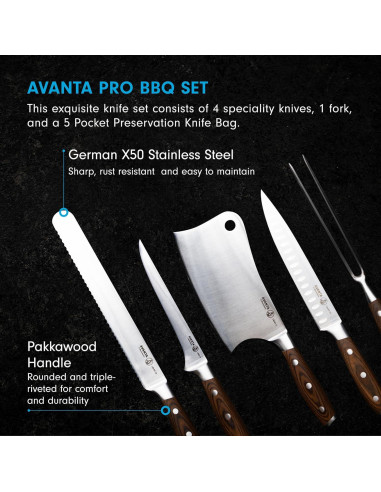 Set de BBQ Profesional Messermeister Avanta 6 Piezas Acero Inoxidable
