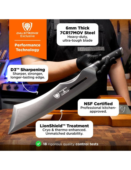 Cuchillo Cleaver Dalstrong 14" Aniquilador Acero Alto Carbono
