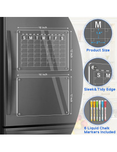 Calendario Acrílico Magnético WALGLASS 30x40 cm con 6 Marcadores 2