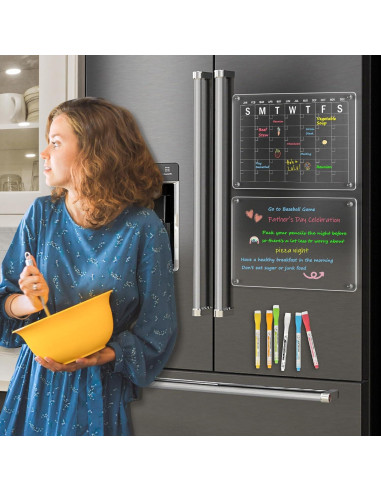 Calendario Acrílico Magnético WALGLASS 30x40 cm con 6 Marcadores