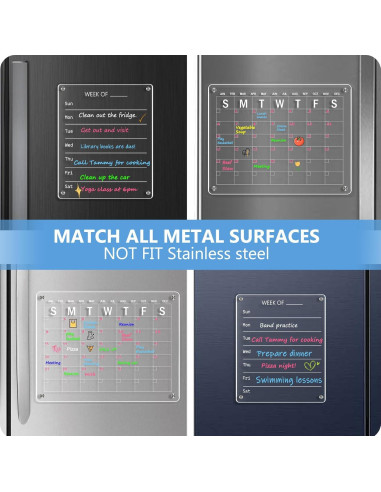 Calendario Acrílico Magnético WALGLASS 30x40 cm con 6 Marcadores