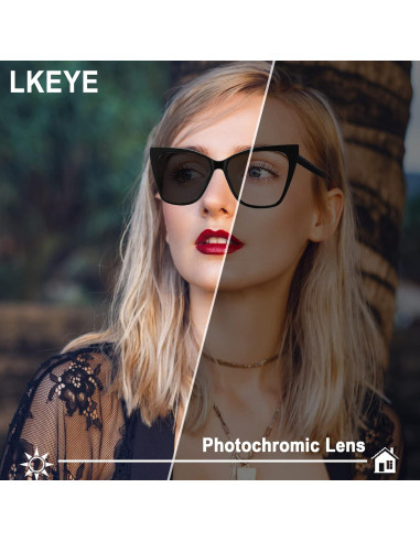 Gafas de lectura fotoquímicas LKEYE ojo de gato 1.75D