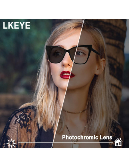 Gafas de lectura fotoquímicas LKEYE ojo de gato 1.75D