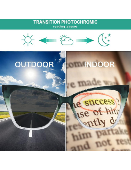 Gafas de lectura fotoquímicas LKEYE ojo de gato 1.75D