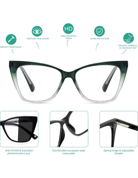 Gafas de lectura fotoquímicas LKEYE ojo de gato 1.75D