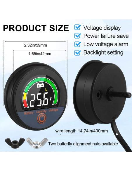 Conjunto de 2 Monitores de Batería LCD 12V a 84V Relaxweex