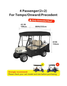 Cubierta de Carro de Golf 4 Pasajeros CHENGWEI Techo Extendido 2