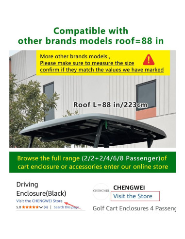 Cubierta de Carro de Golf 4 Pasajeros CHENGWEI Techo Extendido