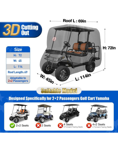Cubierta para Carro de Golf NOKINS 420D Impermeable Yamaha 2+2